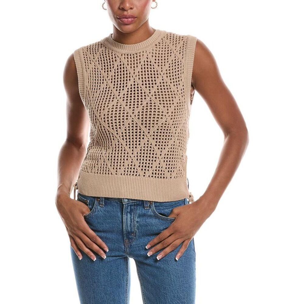 Wispr Womens  Tie Detail Diamond Vest, Brown